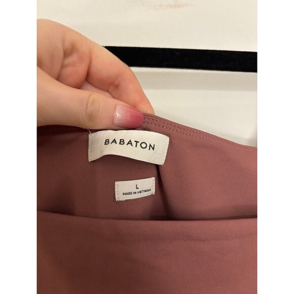 Aritzia Babaton Bodysuit Womens Large Contour Squareneck Top Dusty Rose Pink - Picture 3 of 5